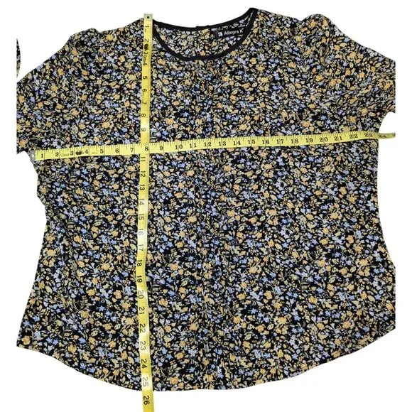 Allegra K Womens Floral Long Sleeve Top XL Black/Yellow/Blue - Picture 9 of 11